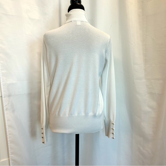 FOREVER 21 Ivory white long sleeve knit turtleneck sweater Sz M - Picture 3 of 10